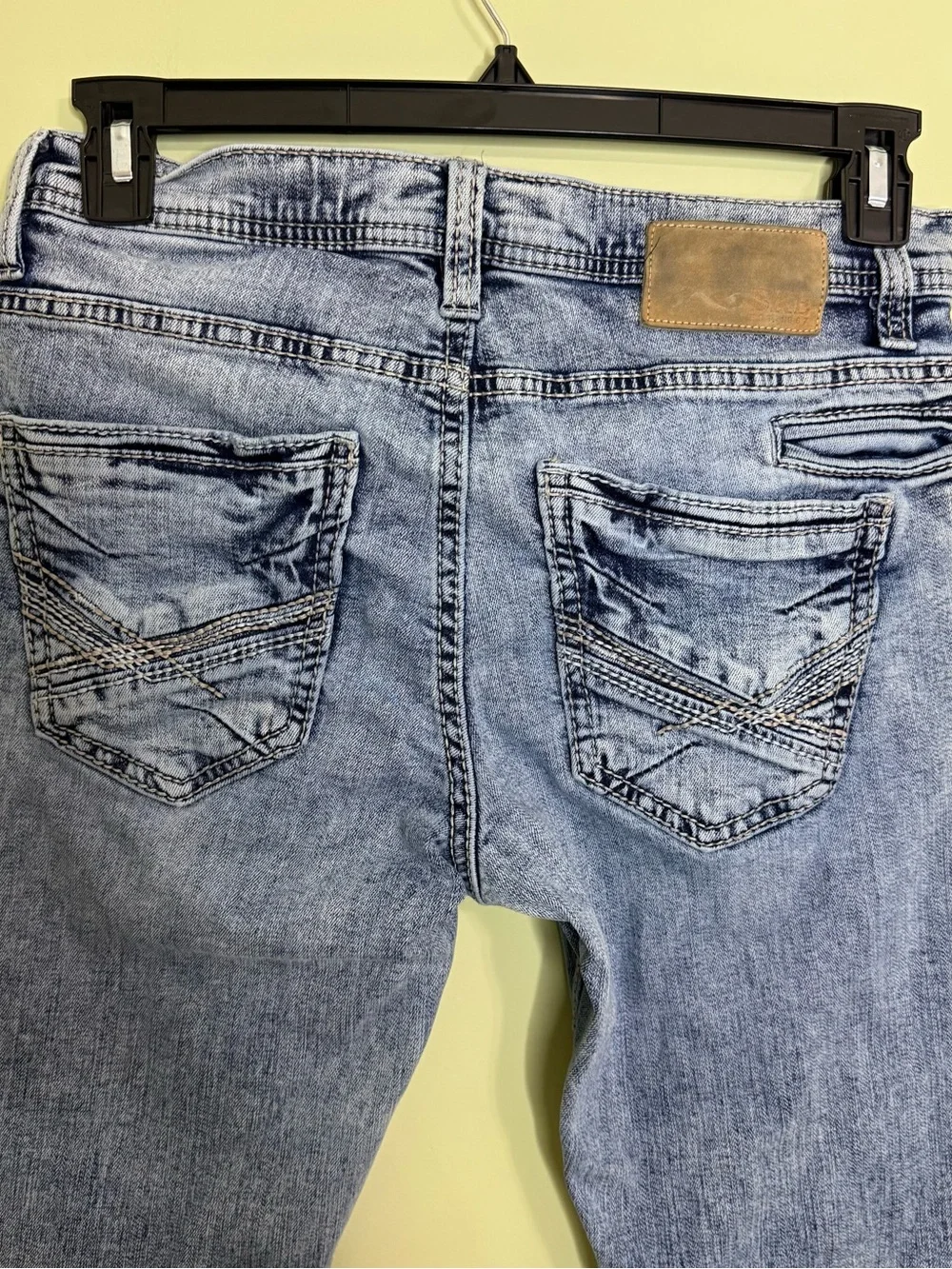 BKE Jake straight jeans men’s 31×32 light wash distressed stretch denim y2k